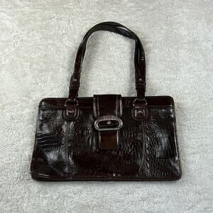 MC Marc Chantal brown croc embossed shoulder bag